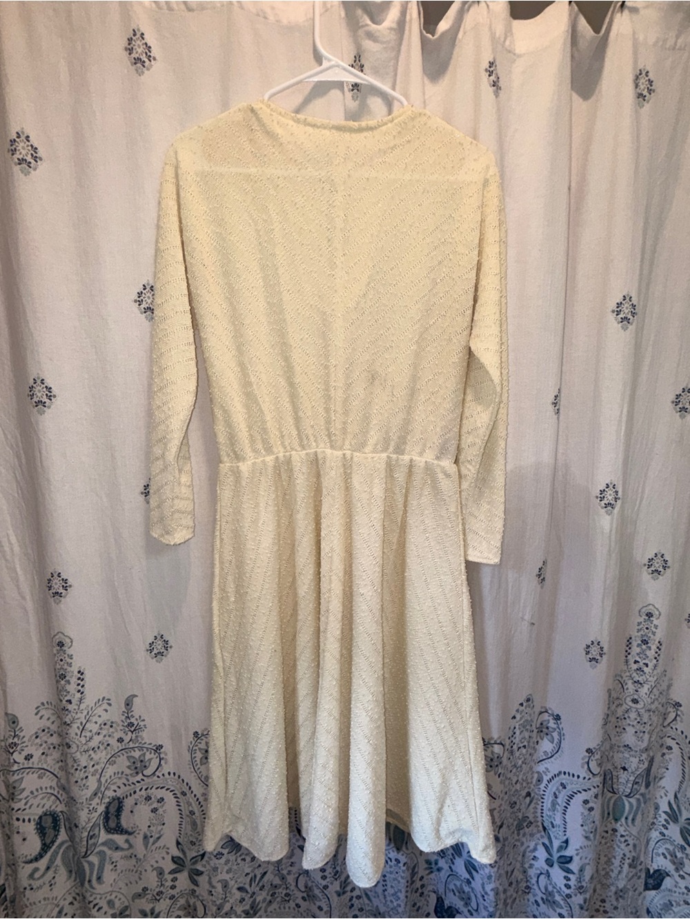 RARE Vintage 80s Sweet Miranda Textured Chevron Midi Flare Dress *Medium*